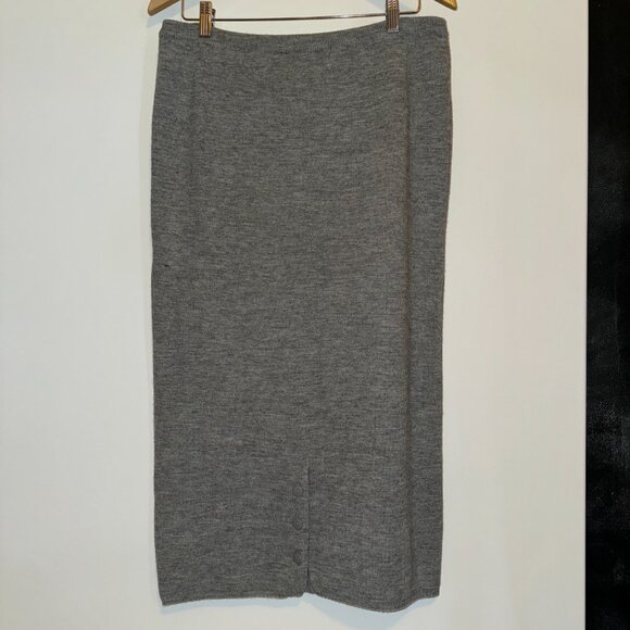Vintage Worthington Acrylic/Wool Blend Midi Skirt Grey Sweater Style Size Large - Picture 1 of 12